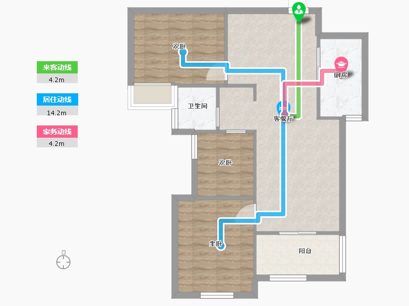 湖南省-长沙市-金地铂悦1,3栋A户型95m²-71.87-户型库-动静线