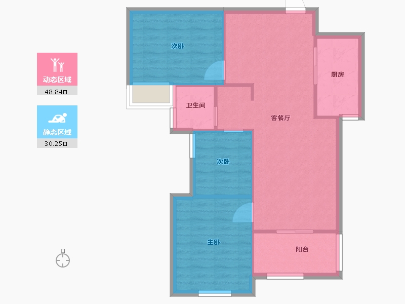 湖南省-长沙市-金地铂悦1,3栋A户型95m²-71.87-户型库-动静分区