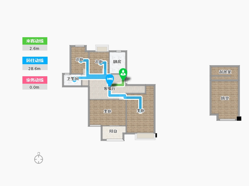 湖南省-长沙市-正荣悦玺2号楼A-1户型150m²-142.42-户型库-动静线