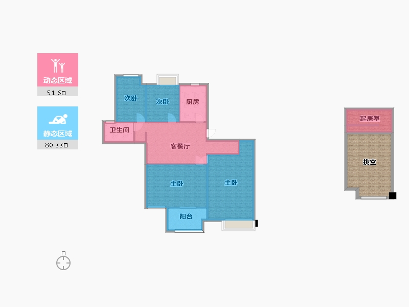 湖南省-长沙市-正荣悦玺2号楼A-1户型150m²-142.42-户型库-动静分区