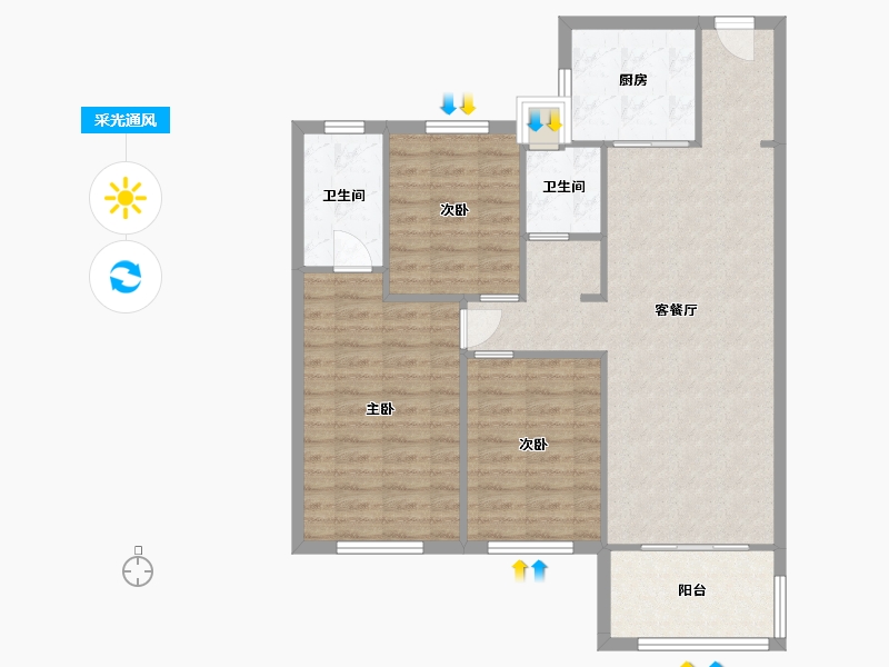 湖南省-长沙市-中海珑悦府8，5号楼115㎡户型-89.25-户型库-采光通风