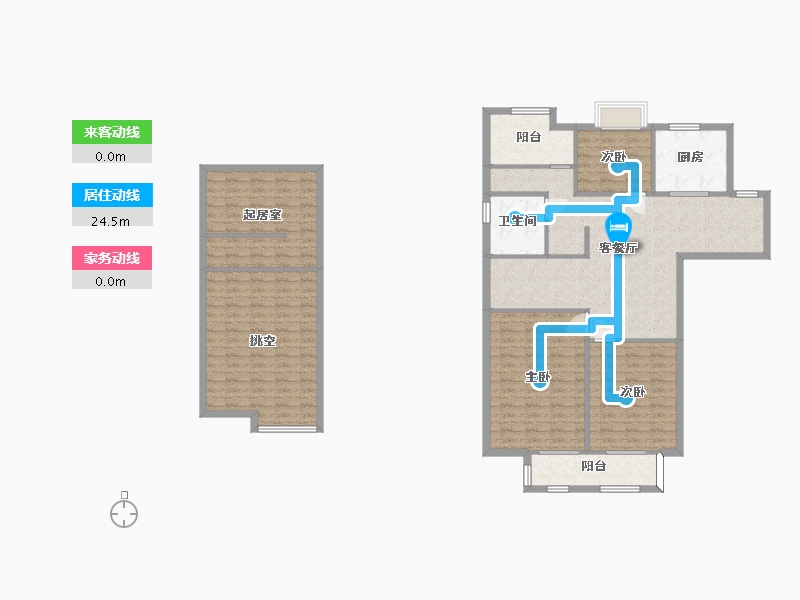 湖南省-长沙市-正荣悦玺2号楼B-1户型144m²-138.43-户型库-动静线