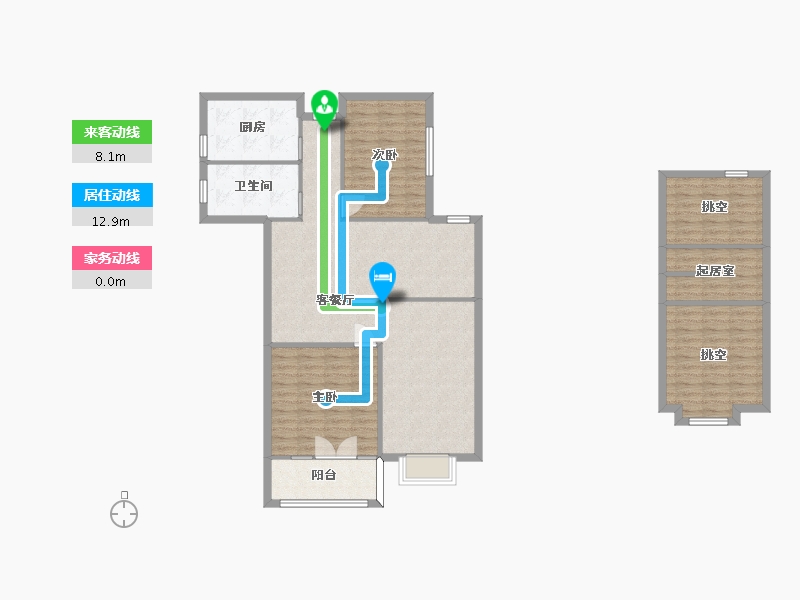 湖南省-长沙市-正荣悦玺2号楼C户型124m²-119.58-户型库-动静线