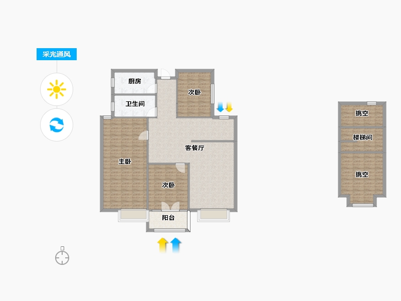 湖南省-长沙市-正荣悦玺2号楼C户型160m²-149.31-户型库-采光通风