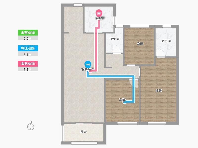 湖南省-长沙市-中海珑悦府10，11,14，3号楼B户型115m²-92.00-户型库-动静线