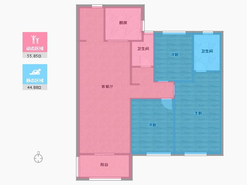 湖南省-长沙市-中海珑悦府10，11,14，3号楼B户型115m²-92.00-户型库-动静分区