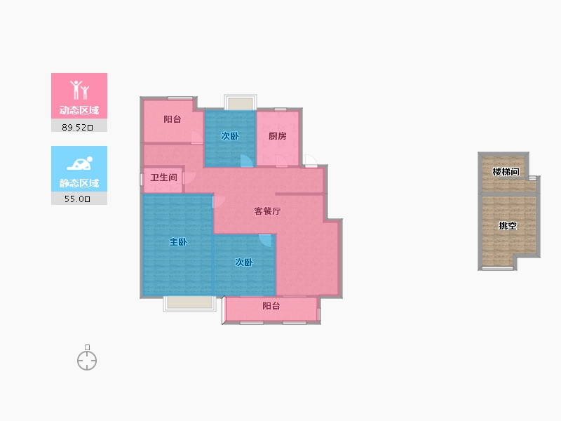 湖南省-长沙市-正荣悦玺2号楼B户型176m²-154.06-户型库-动静分区