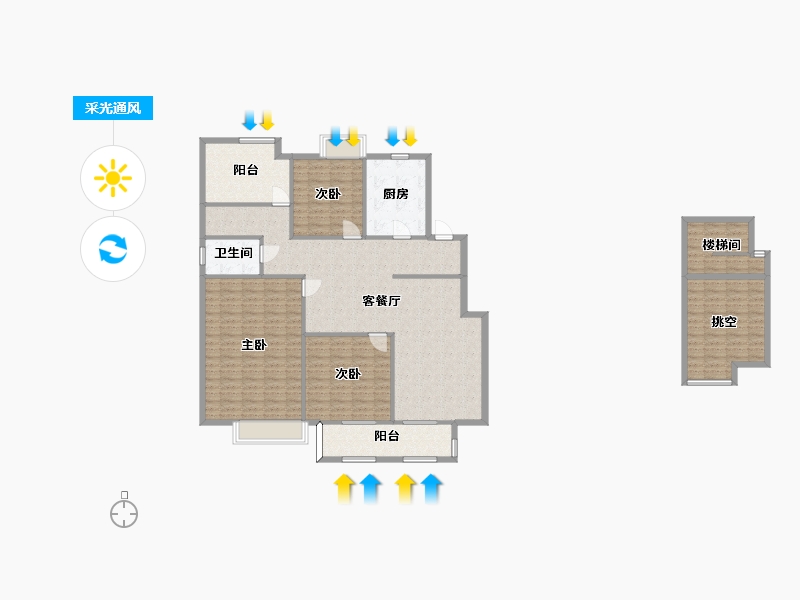 湖南省-长沙市-正荣悦玺2号楼B户型176m²-154.06-户型库-采光通风