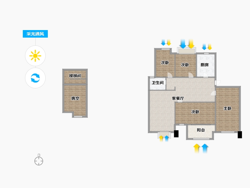 湖南省-长沙市-正荣悦玺2号楼A户型186m²-163.05-户型库-采光通风