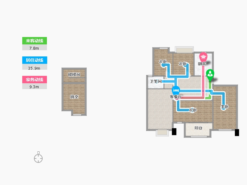 湖南省-长沙市-正荣悦玺2号楼A户型186m²-163.05-户型库-动静线