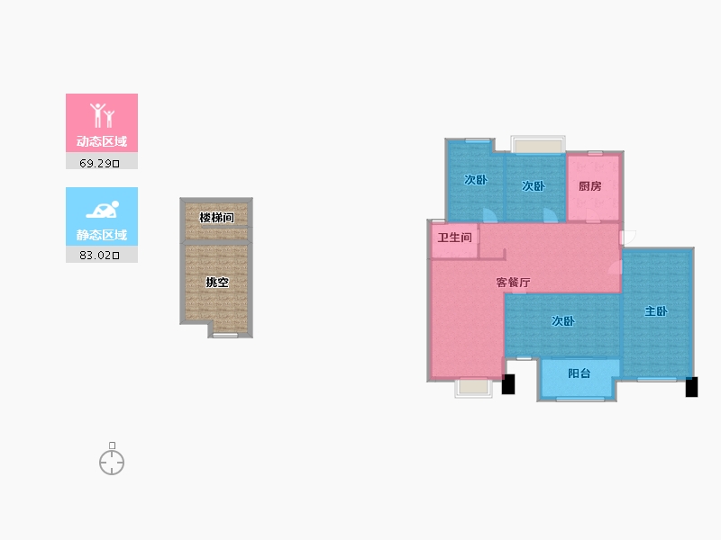 湖南省-长沙市-正荣悦玺2号楼A户型186m²-163.05-户型库-动静分区