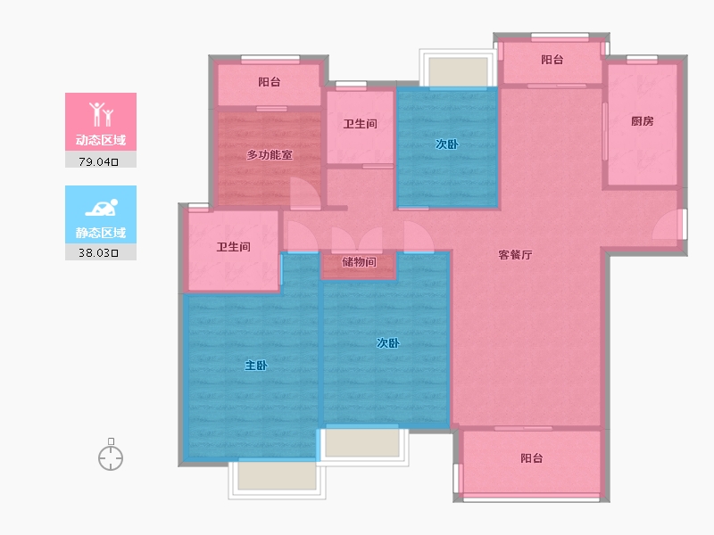 湖南省-长沙市-华润翡翠府3,7栋A1户型140m²-106.42-户型库-动静分区