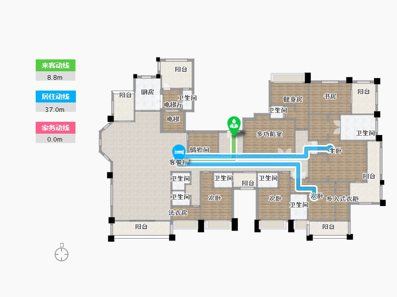 湖南省-长沙市-天际藏玉5号楼D489m²-394.21-户型库-动静线