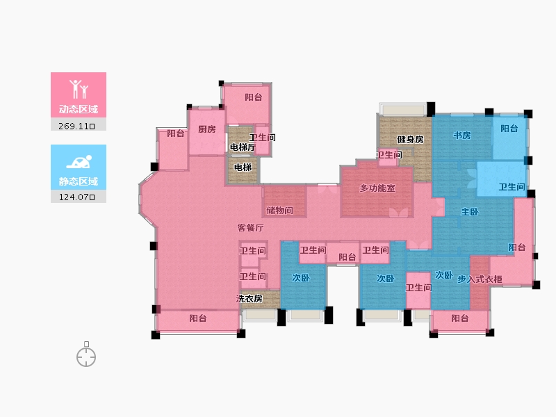 湖南省-长沙市-天际藏玉5号楼D489m²-394.21-户型库-动静分区