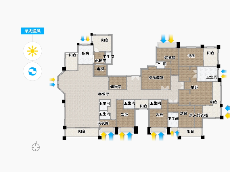 湖南省-长沙市-天际藏玉5号楼D489m²-394.21-户型库-采光通风