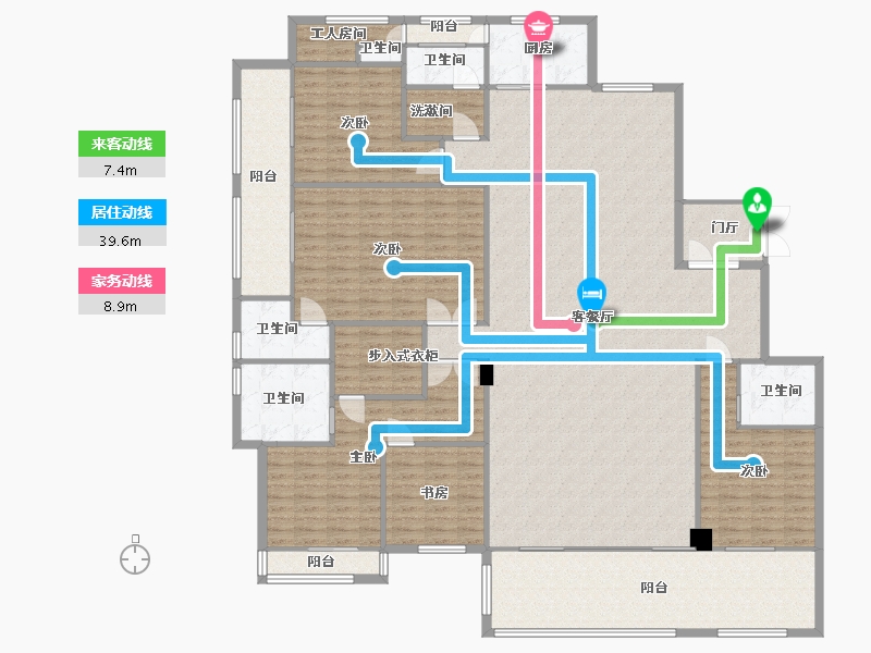 湖南省-长沙市-天际藏玉1，2，3号楼A-B298m²-238.01-户型库-动静线