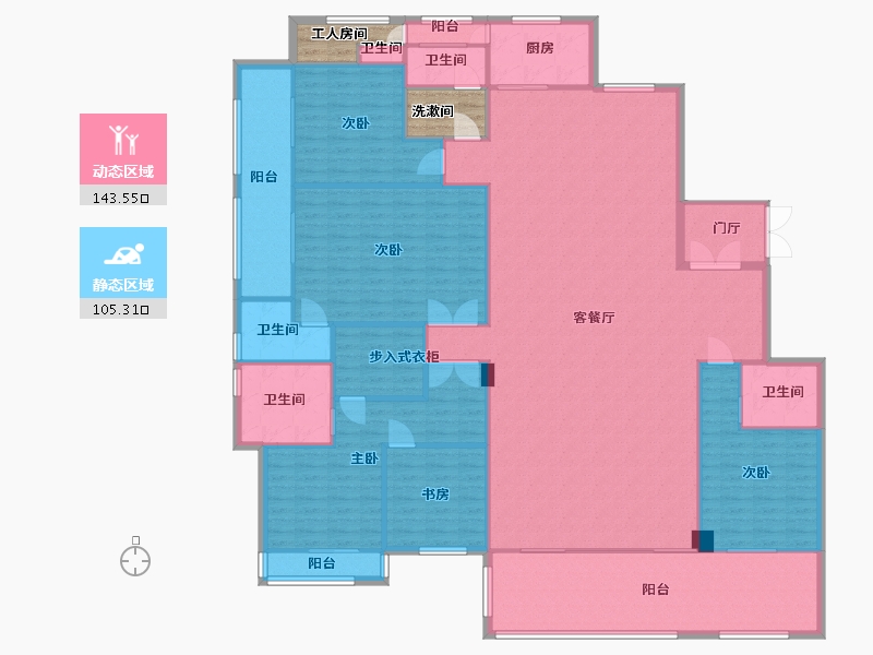 湖南省-长沙市-天际藏玉1，2，3号楼A-B298m²-238.01-户型库-动静分区