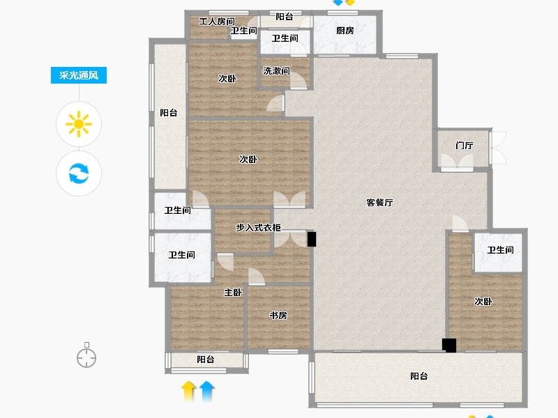 湖南省-长沙市-天际藏玉1，2，3号楼A-B298m²-238.01-户型库-采光通风