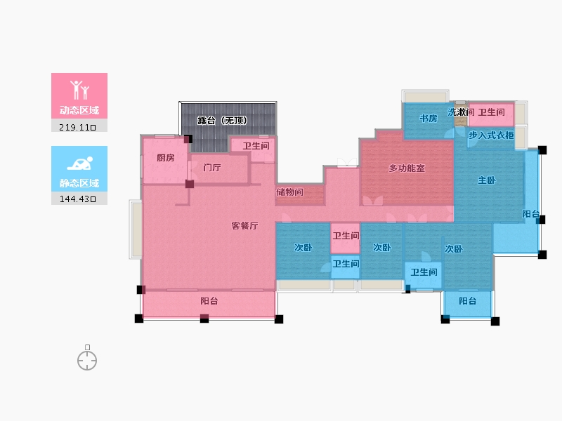 湖南省-长沙市-天际藏玉4号楼C412m²-359.94-户型库-动静分区