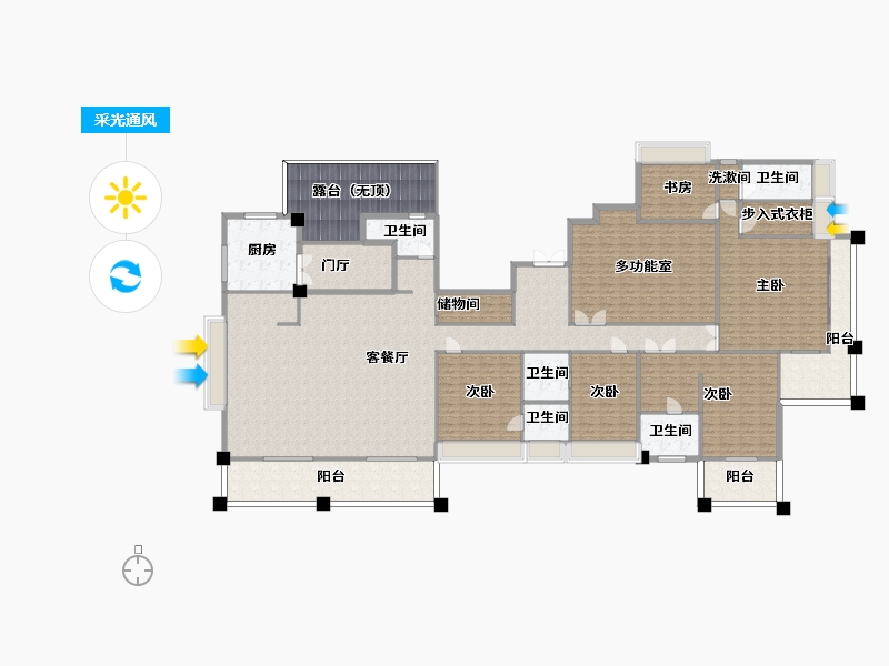 湖南省-长沙市-天际藏玉4号楼C412m²-359.94-户型库-采光通风