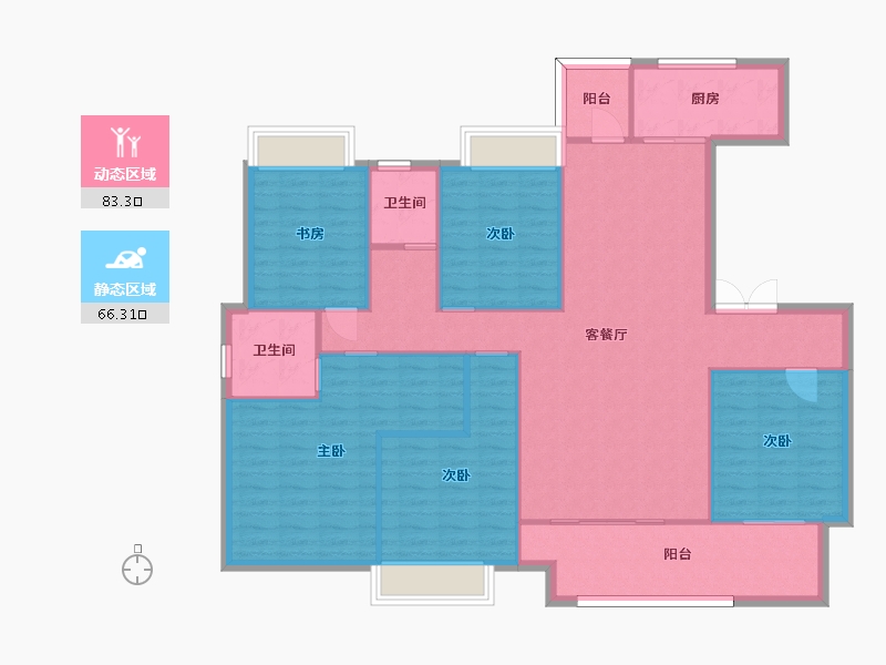 湖南省-长沙市-华润翡翠府3,6栋F1户型165m²-137.46-户型库-动静分区