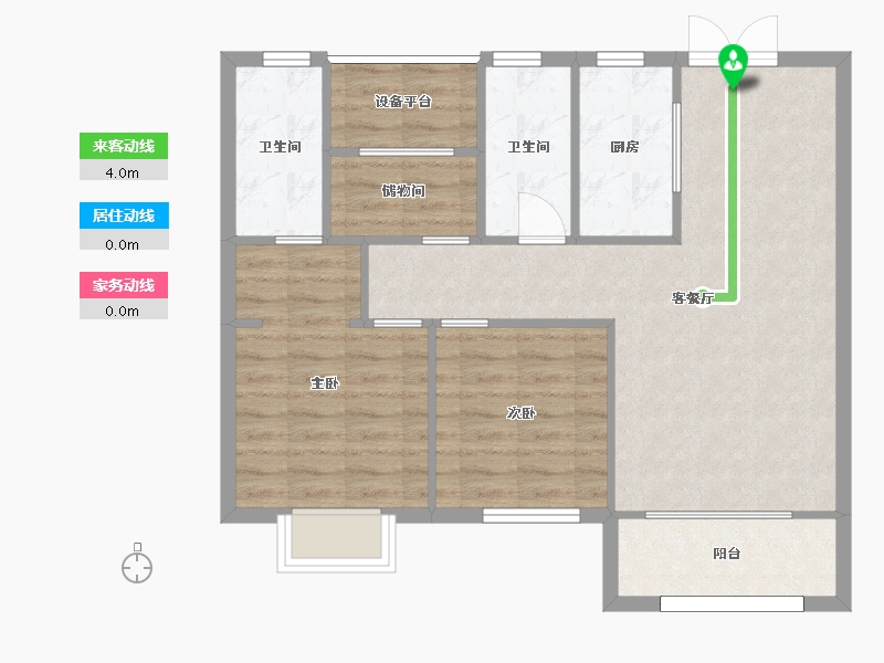 湖南省-长沙市-中天星耀城6，9，8，10，3，4，7号楼A1户型99m²-76.69-户型库-动静线