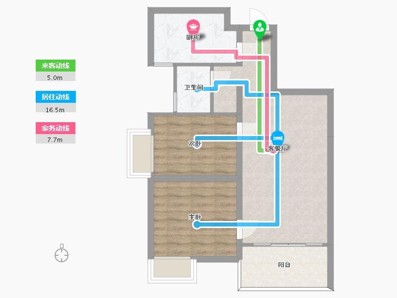 湖南省-长沙市-金轮星光名座B1户型83m²-60.30-户型库-动静线