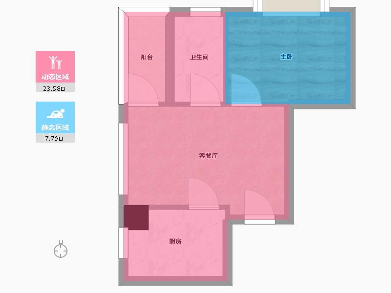 湖南省-长沙市-金轮星光名座Aa户型36m²-27.04-户型库-动静分区