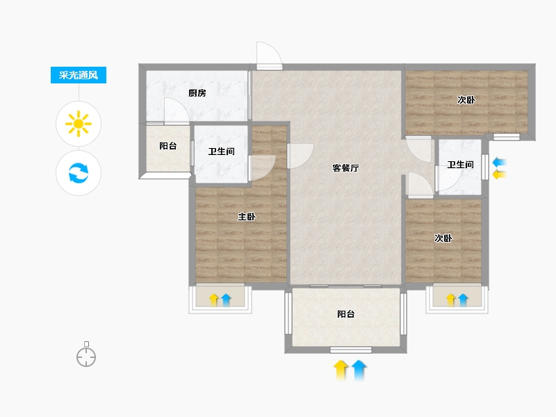 湖南省-长沙市-长房明宸府5号楼,12号楼K户型118m²-94.40-户型库-采光通风