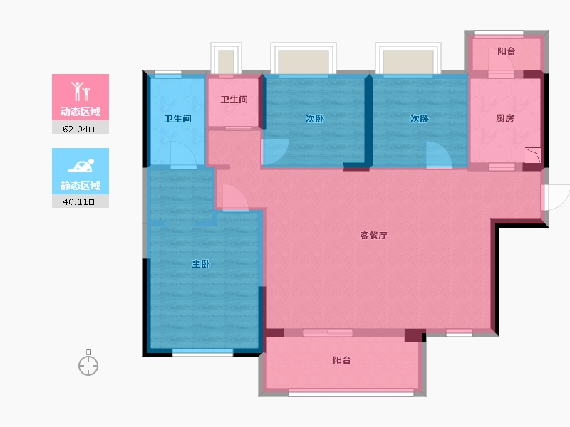 湖南省-长沙市-合能枫丹丽舍7号楼A户型121m²-91.21-户型库-动静分区