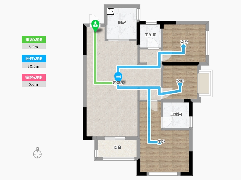 湖南省-长沙市-合能枫丹丽舍7号楼C2户型103m²-78.18-户型库-动静线