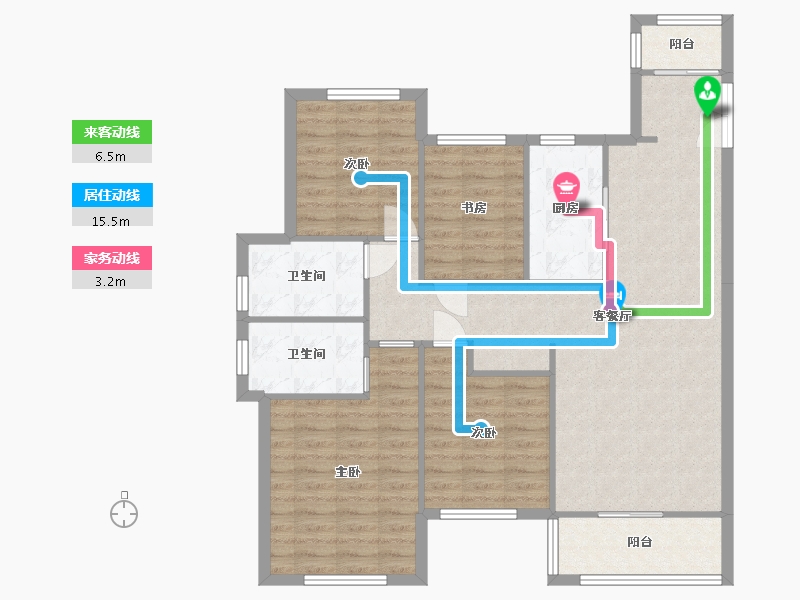 湖南省-长沙市-绿地长沙城际空间站8栋,9栋C1户型141m²-101.53-户型库-动静线