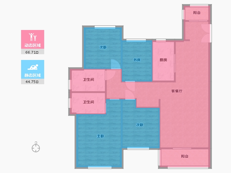 湖南省-长沙市-绿地长沙城际空间站8栋,9栋C1户型141m²-101.53-户型库-动静分区