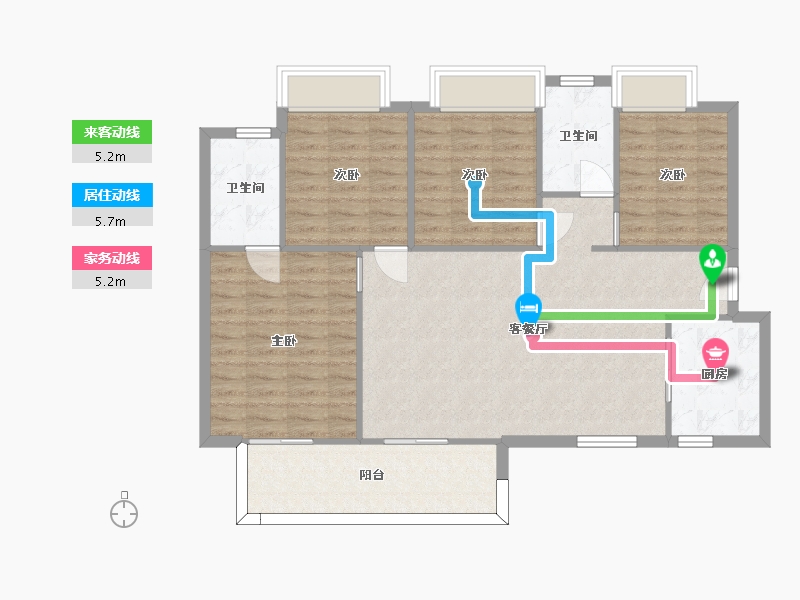 湖南省-长沙市-金科集美天辰1栋C户型131m²-100.23-户型库-动静线