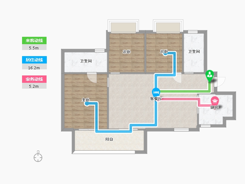 湖南省-长沙市-金科集美天辰17栋2栋15栋16栋A户型120m²-92.29-户型库-动静线