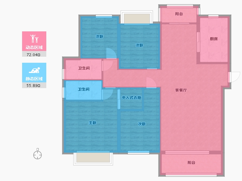 湖南省-长沙市-阳光城尚东湾凌云5栋C2户型145m²-116.00-户型库-动静分区