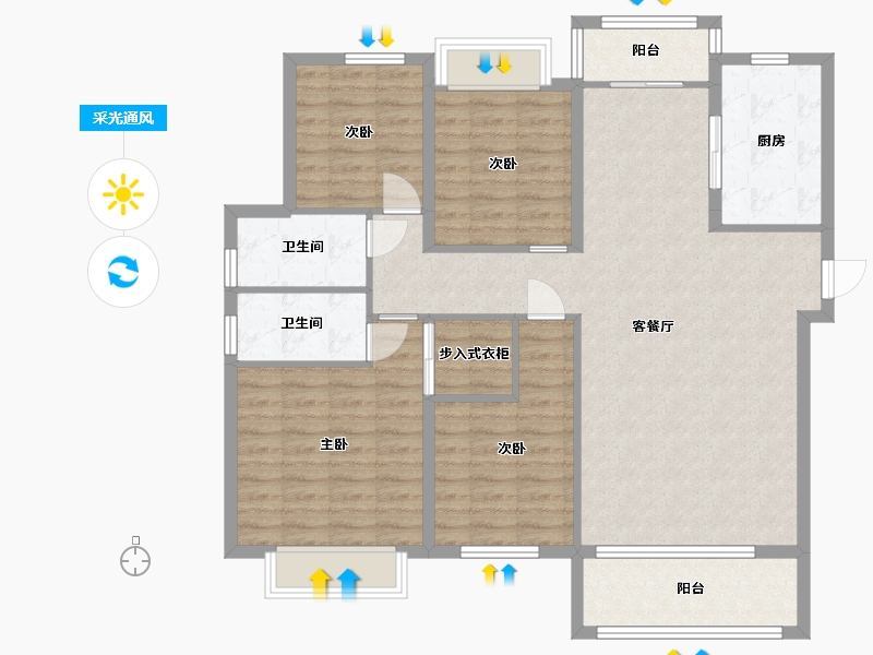 湖南省-长沙市-阳光城尚东湾凌云5栋C2户型145m²-116.00-户型库-采光通风