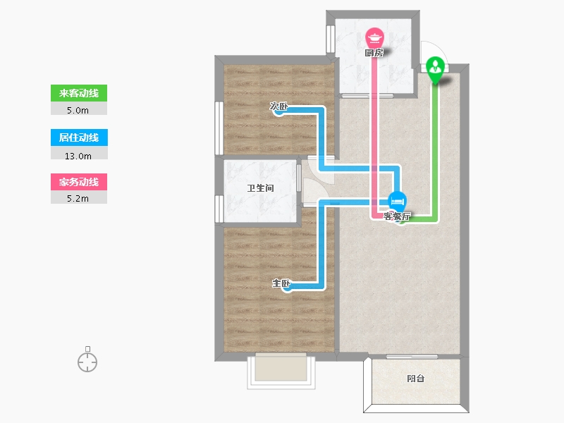 湖南省-长沙市-长沙平吉上苑A2户型82m²-65.60-户型库-动静线