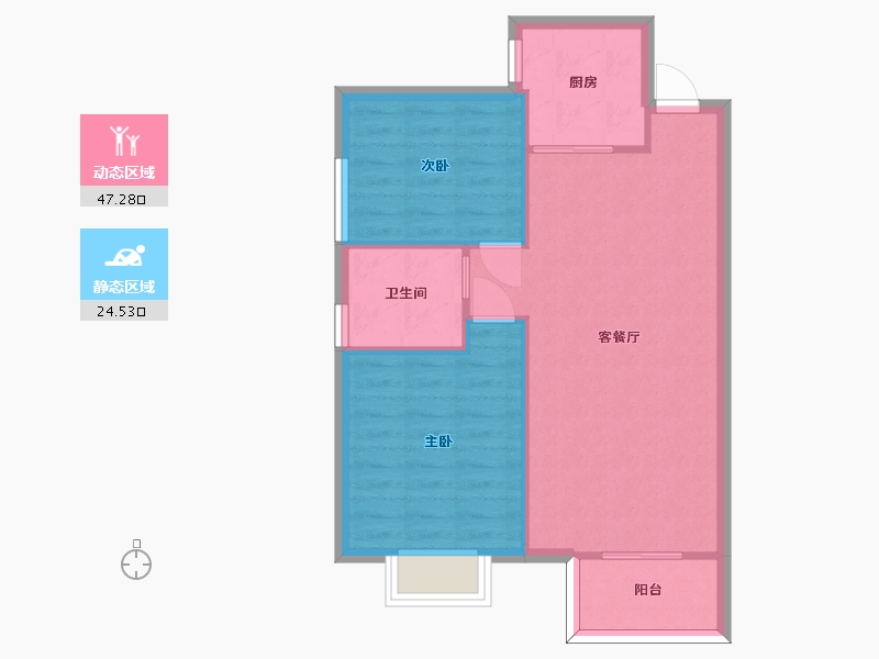 湖南省-长沙市-长沙平吉上苑A2户型82m²-65.60-户型库-动静分区