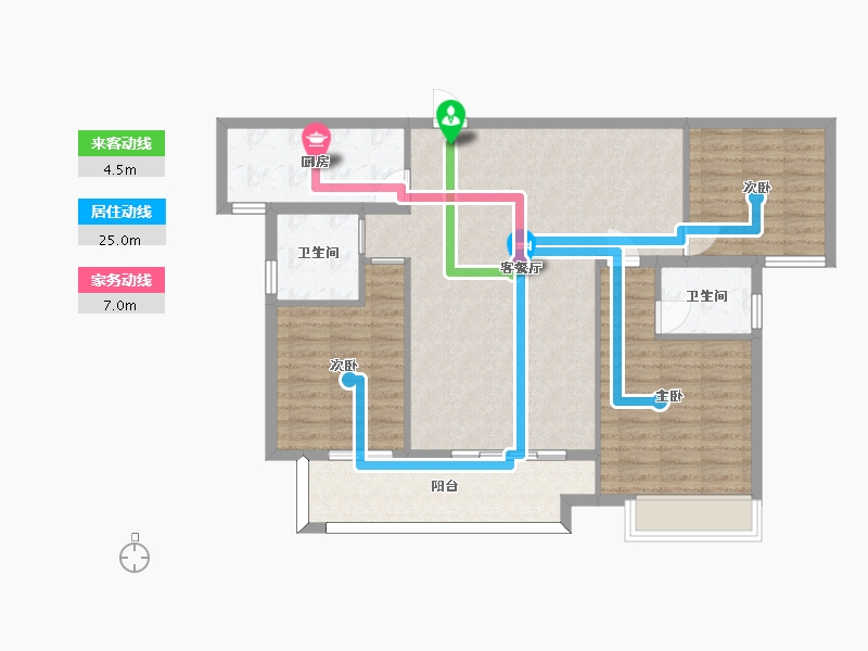 湖南省-长沙市-世茂璀璨天城5,9栋G户型125m²-100.87-户型库-动静线