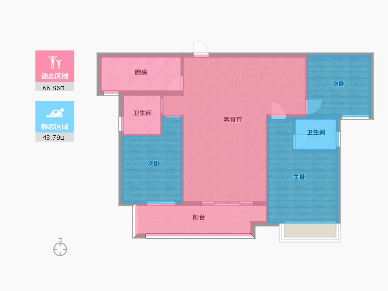 湖南省-长沙市-世茂璀璨天城5,9栋G户型125m²-100.87-户型库-动静分区