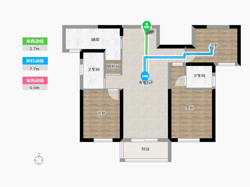 湖南省-长沙市-绿地长沙城际空间站8栋,9栋B1户型120m²-82.72-户型库-动静线