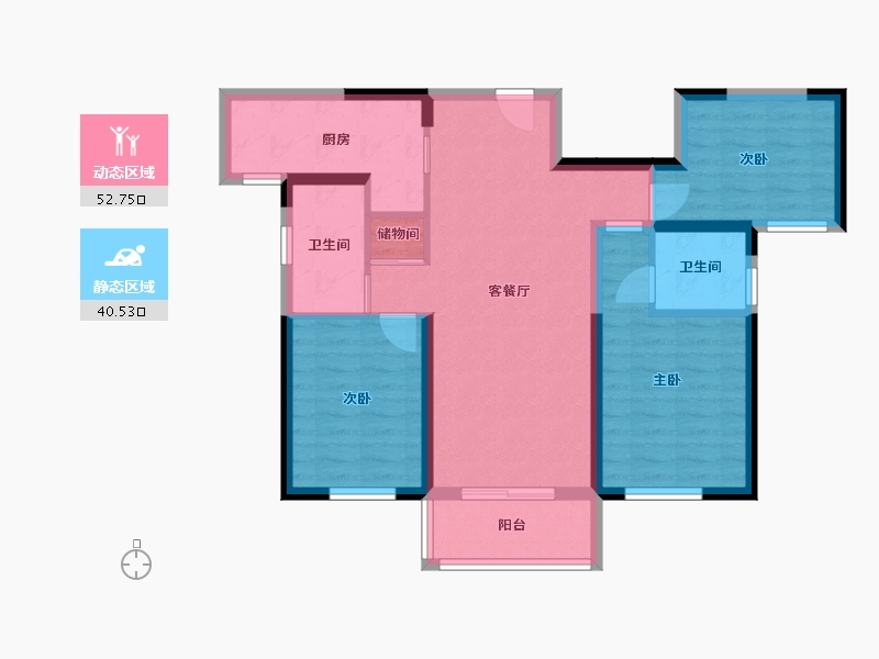 湖南省-长沙市-绿地长沙城际空间站8栋,9栋B1户型120m²-82.72-户型库-动静分区