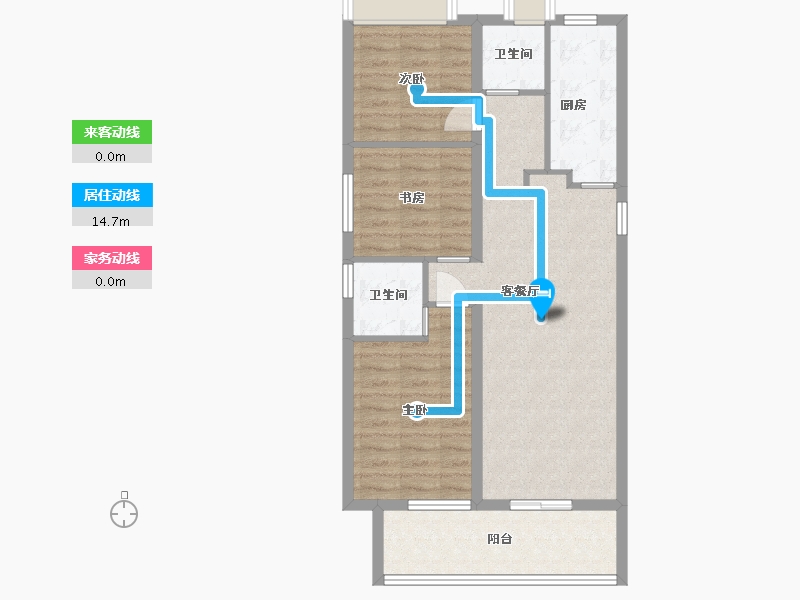 湖南省-长沙市-金侨风华府3，5，6号楼C户型106m²-78.56-户型库-动静线