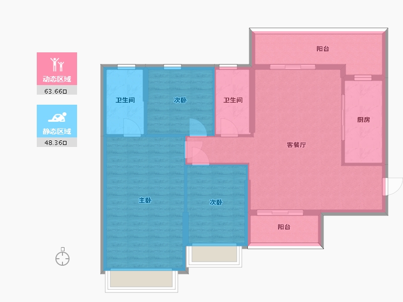 湖南省-长沙市-长沙恒大文化旅游城28栋128㎡户型-101.27-户型库-动静分区