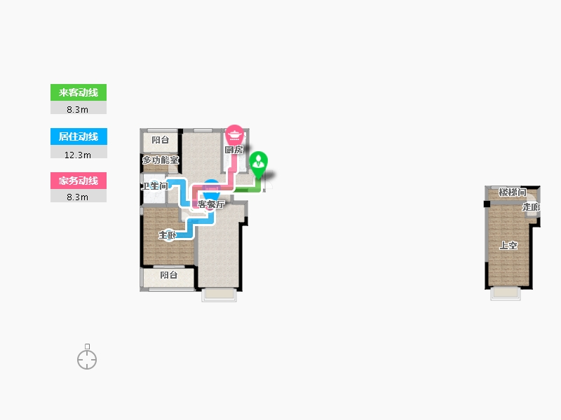 湖南省-长沙市-金辉优步花园12，15，16号楼A1户型127m²-116.62-户型库-动静线