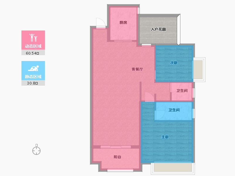 湖南省-长沙市-璞悦府1栋C户型113m²-89.60-户型库-动静分区