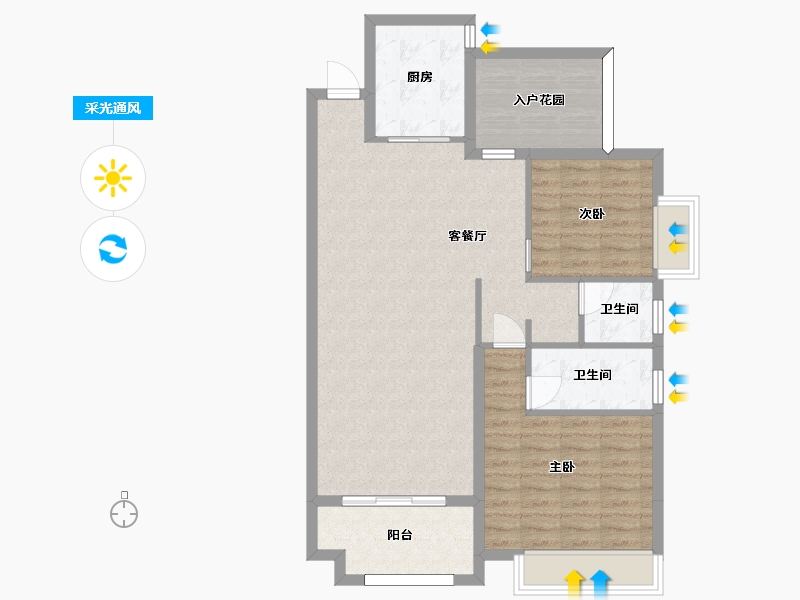 湖南省-长沙市-璞悦府1栋C户型113m²-89.60-户型库-采光通风