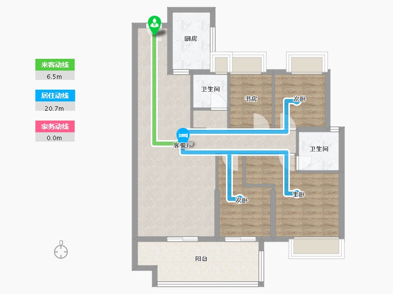 湖南省-长沙市-金侨风华府3，5，6号楼B户型119m²-90.98-户型库-动静线