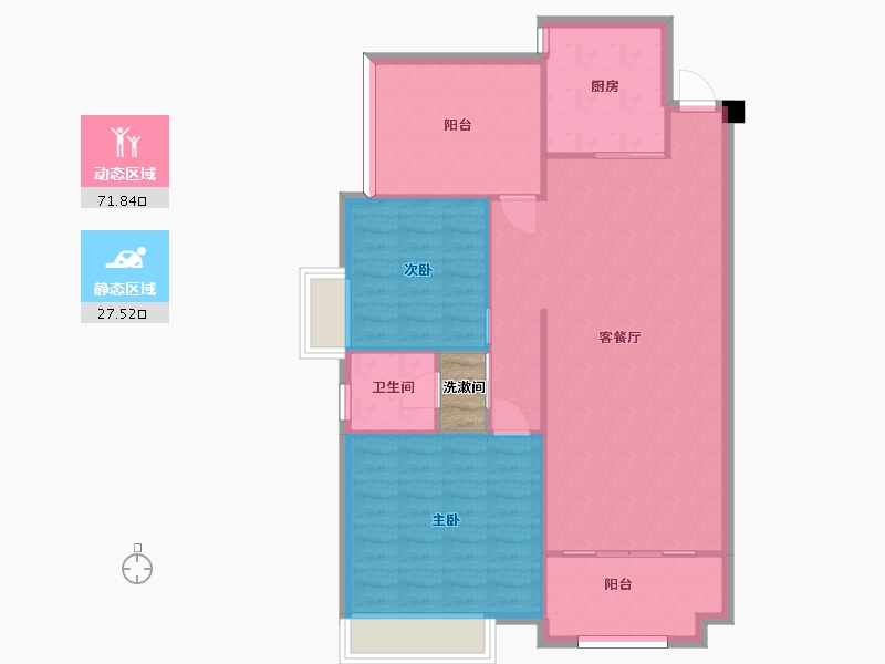 湖南省-长沙市-璞悦府1栋B户型112m²-93.37-户型库-动静分区